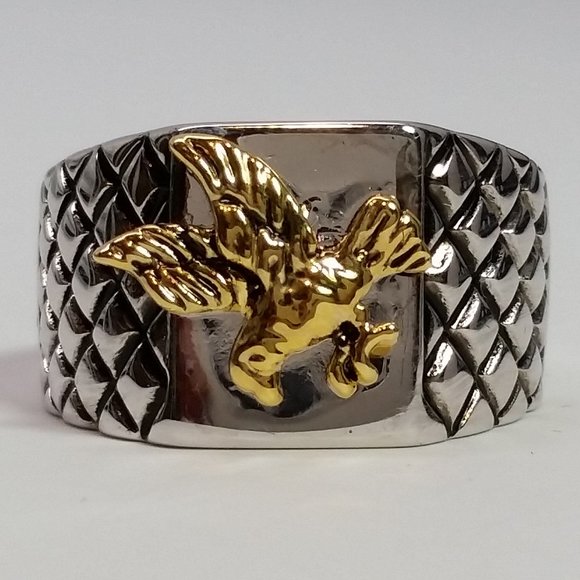 New Brave Heart Silver Men's Eagle Ring - Picture 3 of 3